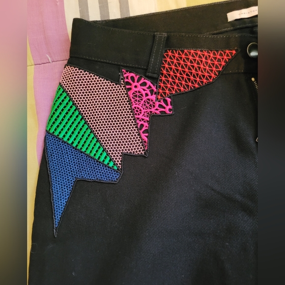 Christopher Kane Straight Leg Patchwork Jeans, BNWOT, Size 28 - Picture 8 of 10
